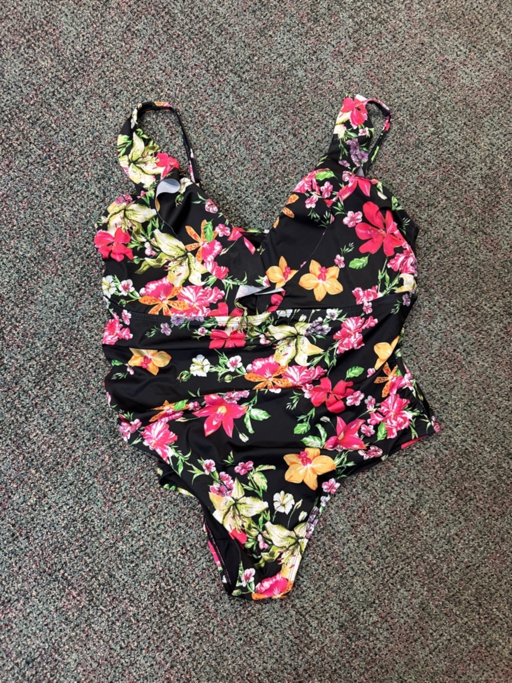 EVRI Black Floral One Piece Swimsuit Size 3X